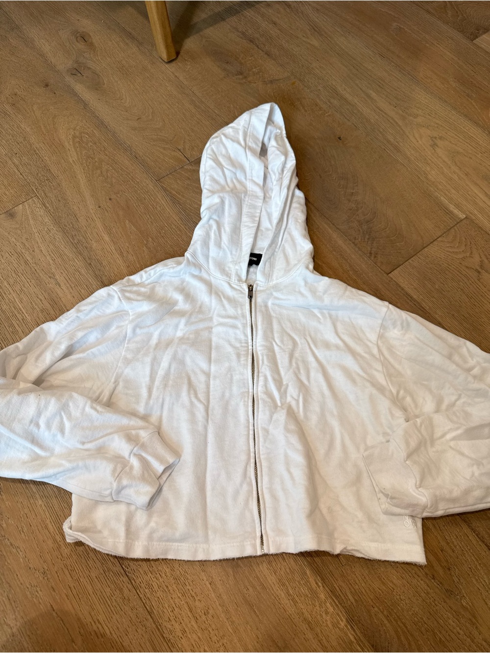 Monrow White Zip-Up Hoodie
